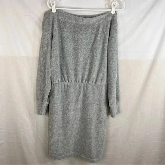Daily Practice by Anthropologie Off-The-Shoulder Velvet Gray Mini Dress Size S - Picture 3 of 12